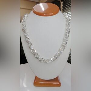 Solid 925 Sterling Silver Italian Rope Chain Mens Necklace 11.50mm - Diamond Cut